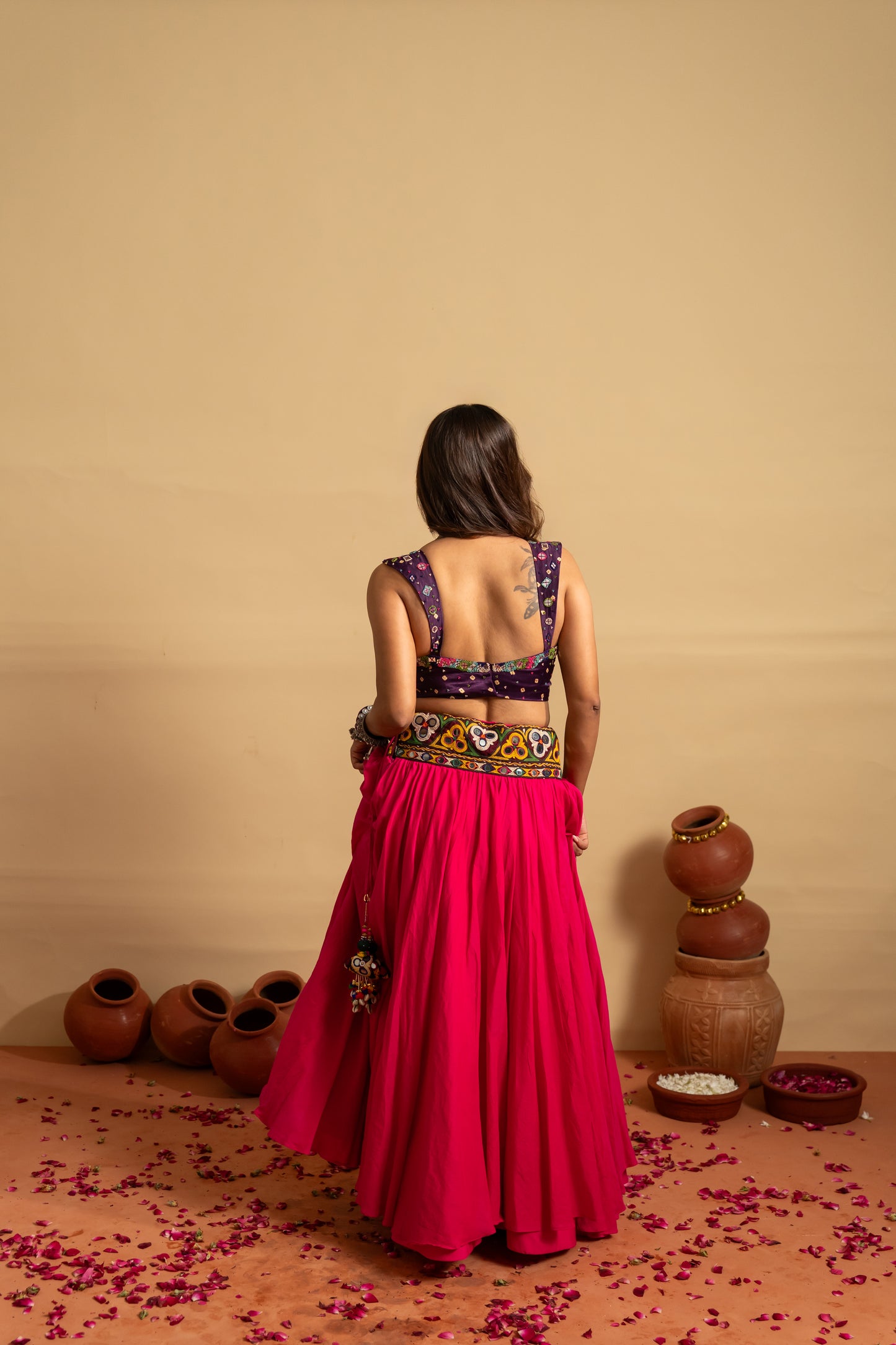Royal Purple & Fuchsia Navratri Lehenga Set