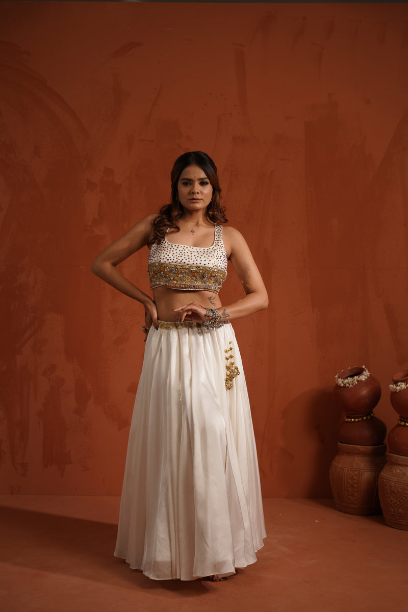 Ivory Glow Embroidered Navratri Lehenga Set