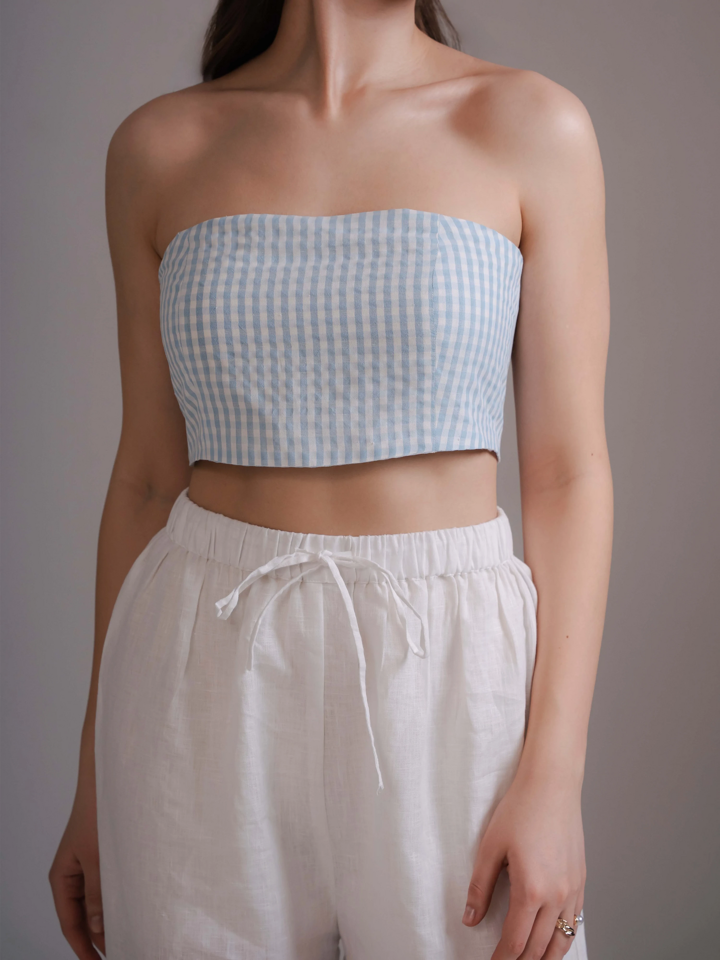 Ice Blue Chex Top