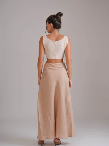 Linen Blend Long Skirt