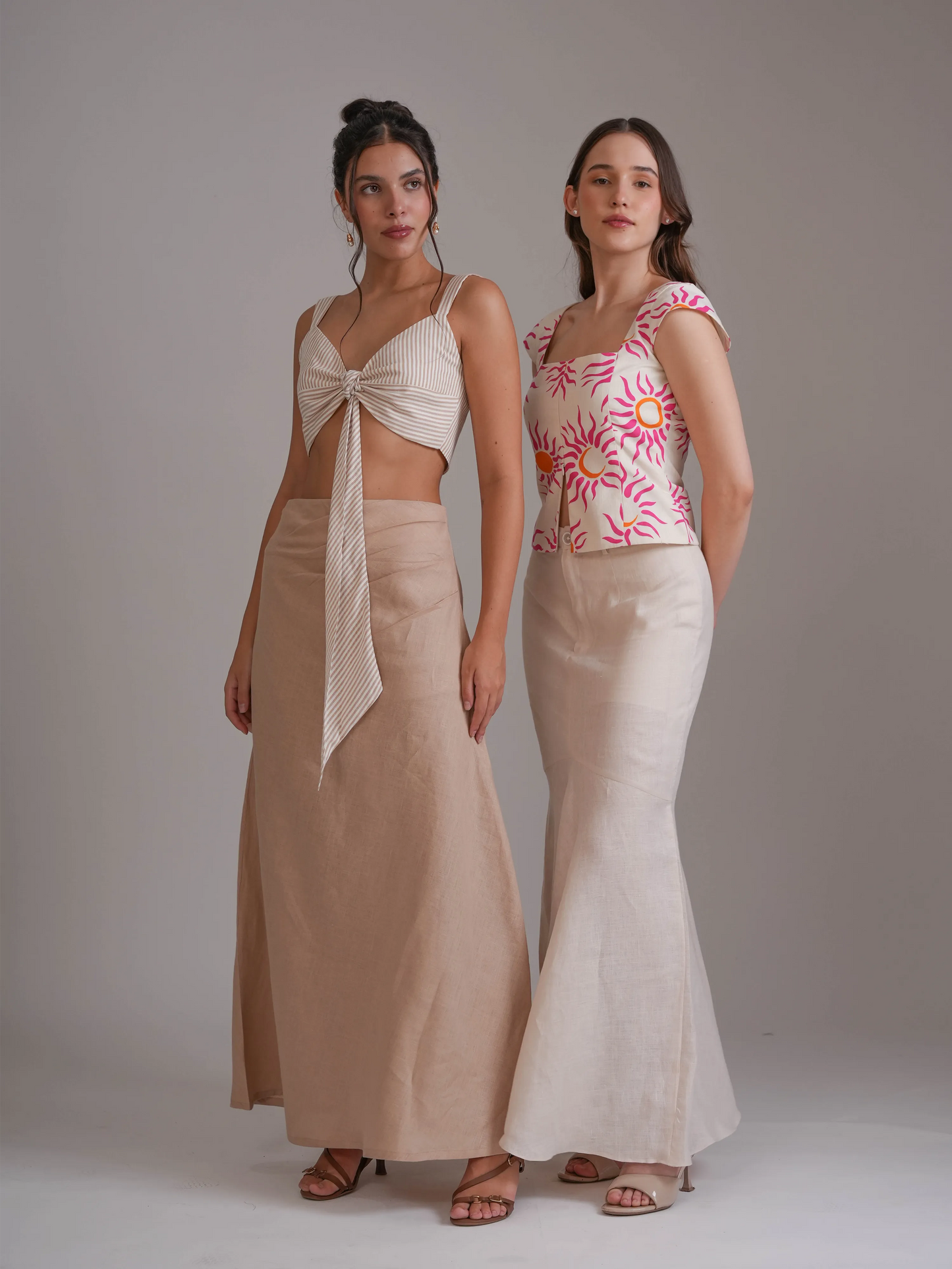 Linen Blend Long Skirt