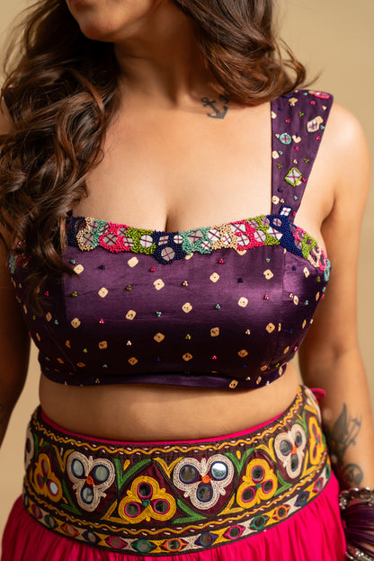 Royal Purple & Fuchsia Navratri Lehenga Set