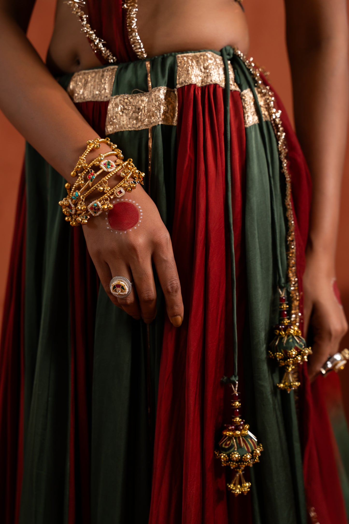 Black & Deep Red Traditional Navratri Lehenga Set