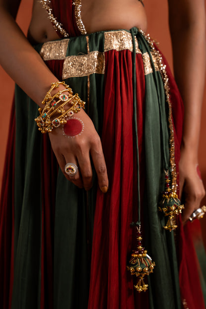 Black & Deep Red Traditional Navratri Lehenga Set