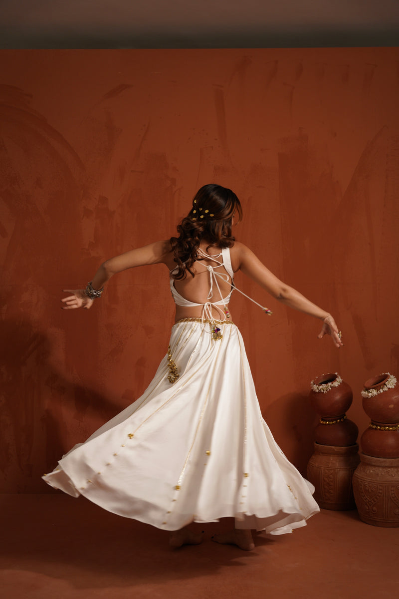 Ivory Glow Embroidered Navratri Lehenga Set
