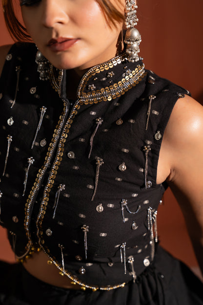 Midnight Black Navratri Chaniya Choli Set