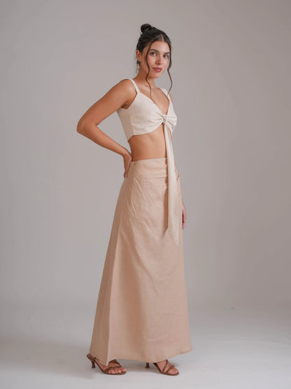 Linen Blend Long Skirt